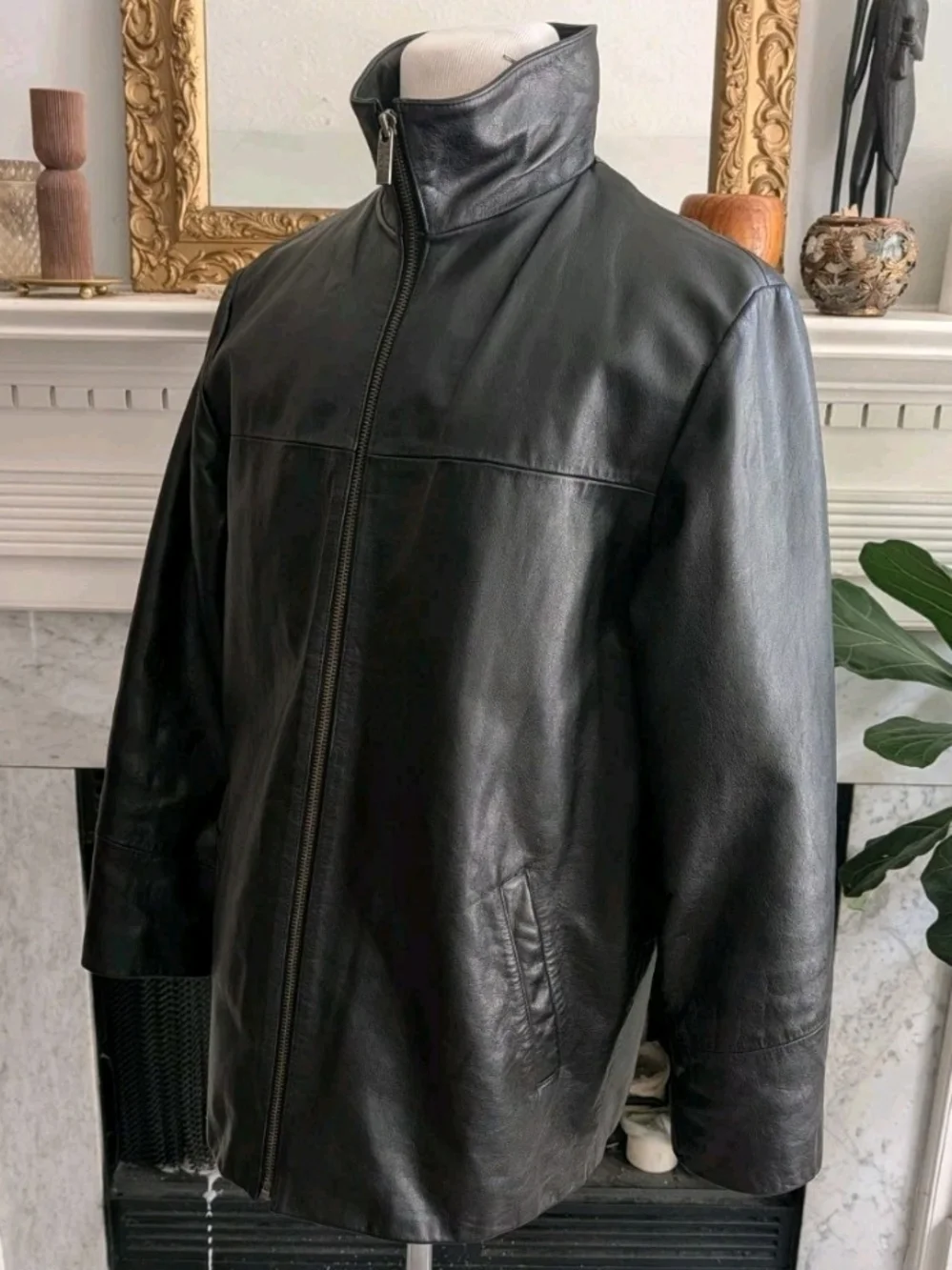 Vintage 90s Y2K Wilsons Pelle Studio Black Leather Jacket Sz M Matrix Minimalist